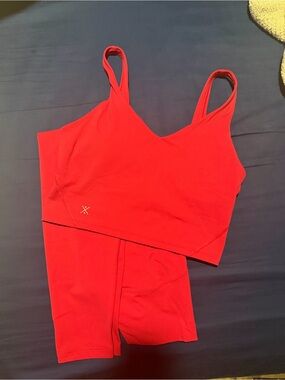 Free Spirit dark pink Women’s Active Crop Tank and Shorts Set